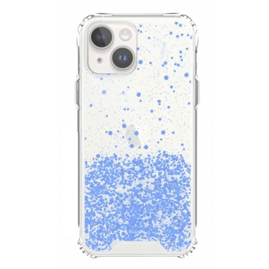 Funda De Silicona Apple Iphone 14 Bling Glitter Azul Claro Con Protector De Cámara