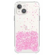 Capa Silicone Com Desenho Bling Glitter Apple Iphone 14 Rosa Com Protetor De Câmera