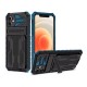 Apple Iphone 11 Blue TPU Silicone Case With Camera Protector, Kickstand And Card Holder