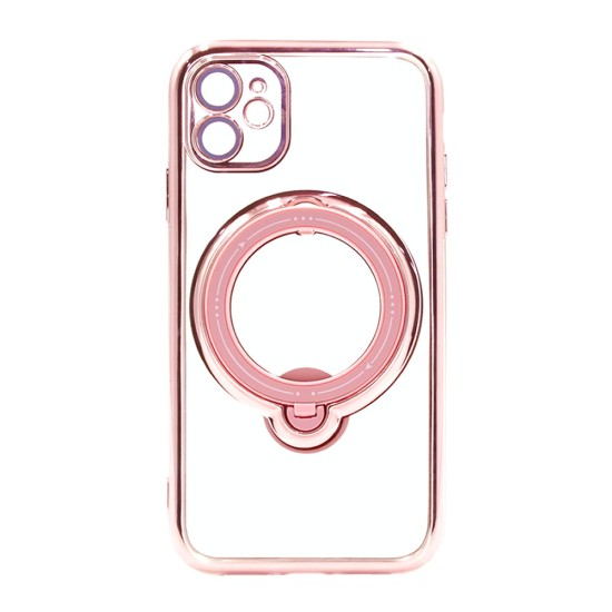 Funda De Silicona Apple Iphone 11 Rosa Magsafe Con Anillo De Dedo Y Lente Protectora De Cámara