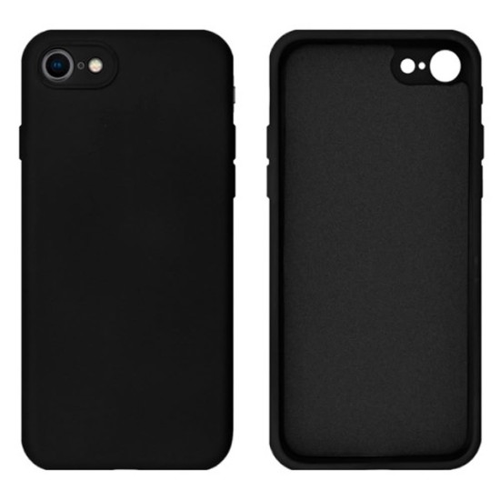 Capa Silicone Gel Apple Iphone 7/8/Se 2020 Preto Com Protetor De Câmera Robusta