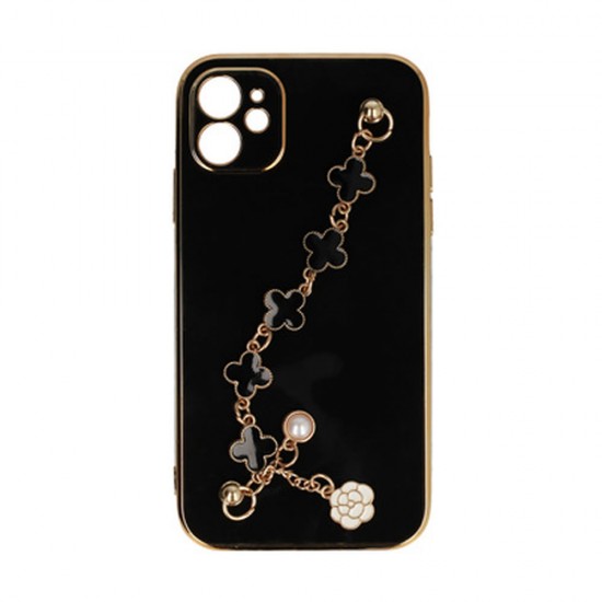 Apple Iphone 11 Black Silicone Gel Case With Camera Protector And Chain Design 3