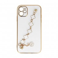 Funda De Silicona Gel Apple Iphone 11 Blanco Con Protector De Cámara Y Tira De Mano Design 3