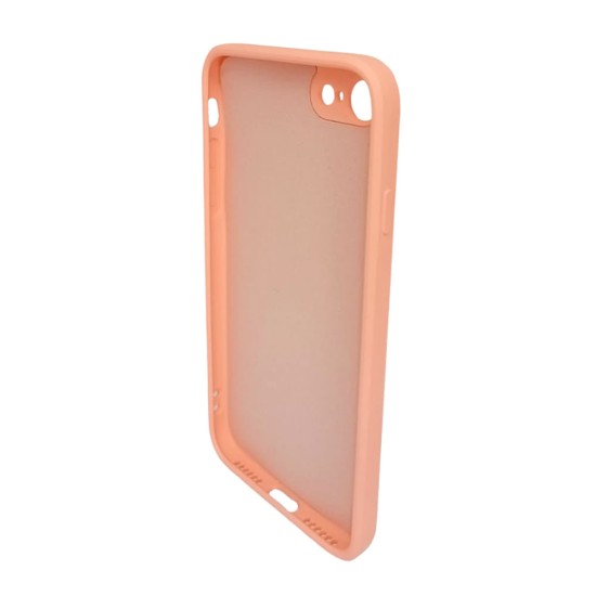 Funda De Gel De Silicona Apple Iphone 7/ 8/ Se 2020 Rosa Con Protector De Cámara