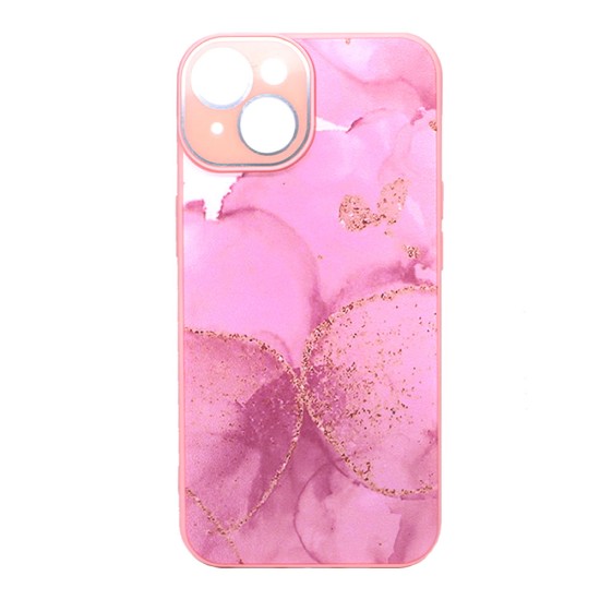 Funda De Gel De Silicona Apple Iphone 14 Rosa Flores Con Protector De Cámara