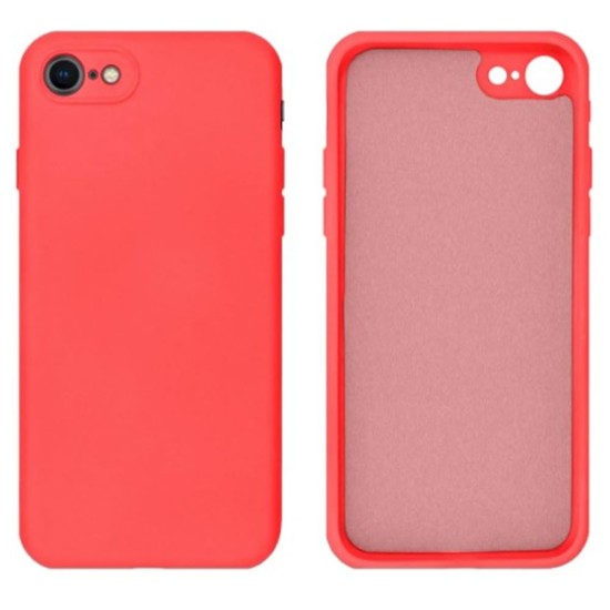 Apple Iphone 7/ 8/ Se 2020 Red With Camera Protector Silicone Gel Case