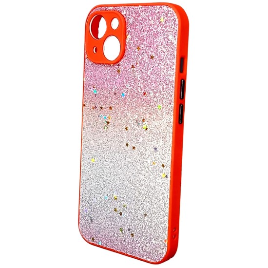 Capa Silicone Com Desenho Bling Glitter Apple Iphone 13 Vermelho Com Protetor De Câmera