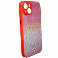 Funda De Gel De Silicona Apple Iphone 13 Rojo Glitter Con Protector De Cámara