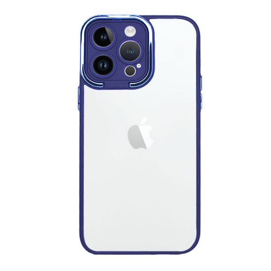 Capa Silicone Gel Bumper Apple Iphone 14 Pro Azul Com Protetor De Câmera