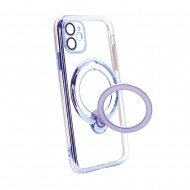 Apple Iphone 11 Blue Magsafe Silicone Case With Finger Ring And Camera Protector Lens