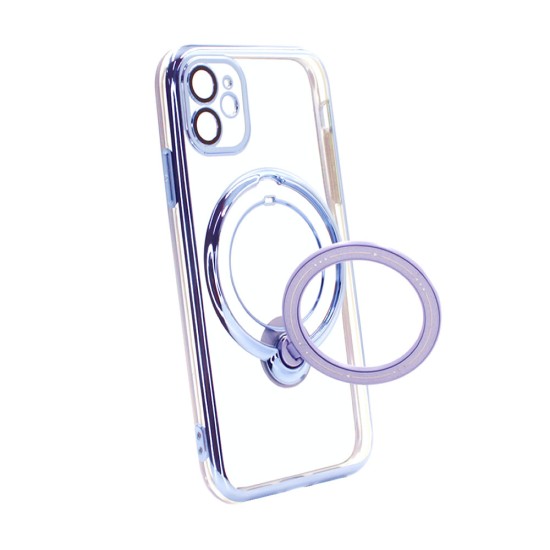 Funda De Silicona Apple Iphone 11 Azul Magsafe Con Anillo De Dedo Y Lente Protectora De Cámara