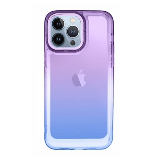 Capa Silicone Gel Bumper Apple Iphone 13 Pro Roxo Azul Gradiente Elektro