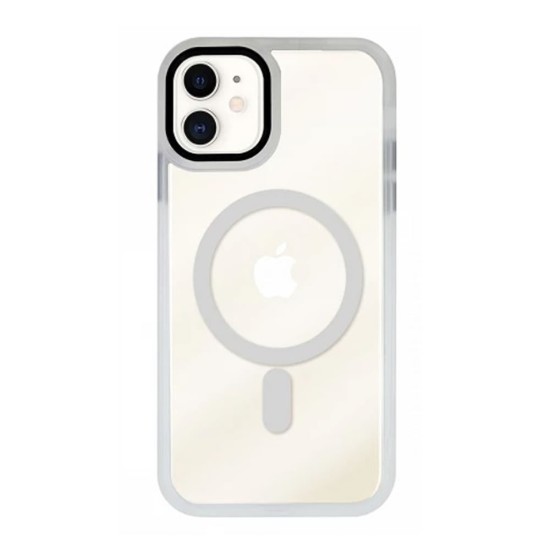 Funda De Gel De Silicona Bumper Apple Iphone 11 Plata Magsafe