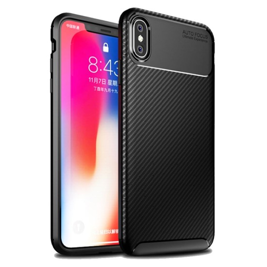 Funda De Gel De Silicona Carbon Apple Iphone X/Xs Negra Auto Focus Vennus