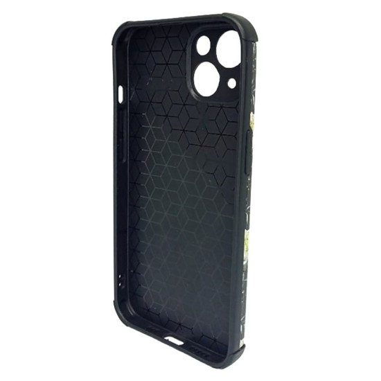 Funda De Gel De Silicona Apple Iphone 13 6.1" Flores Negro Protector De Cámara