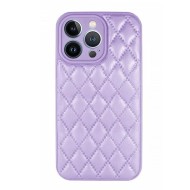 Apple Iphone 14 Pro Max Lilac Leather Cushioned Silicone Case With Camera Protector