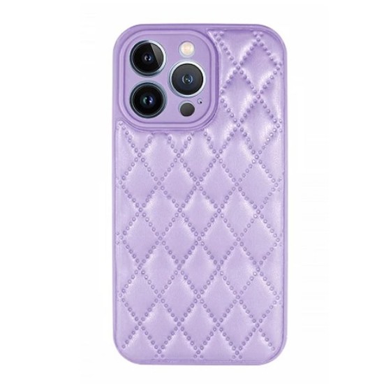 Funda De Silicona Apple Iphone 14 Pro Max Lila Acolchada De Piel Con Protector De Cámara