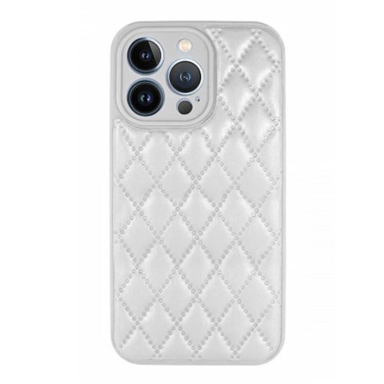 Funda De Silicona Apple Iphone 14 Pro Max Blanca Acolchada De Piel Con Protector De Cámara