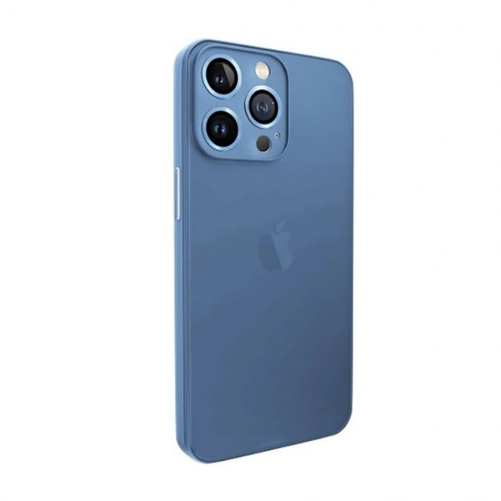 Apple Iphone 14 Pro Blue TPU Silicone Case With Camera Lens Protector