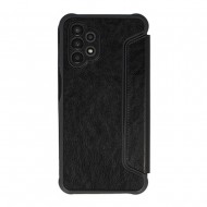 Funda Flip Cover Samsung Galaxy A13 4G Negra Leather Razor Carbon Con Protector De Cámara