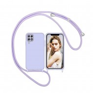 Samsung Galaxy A12 5G Lilac Silicone Case With Camera Protector And String