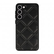 Funda De Silicona Samsung Galaxy S23 Plus Negra Leather Acolchada Con Protector De Cámara D3