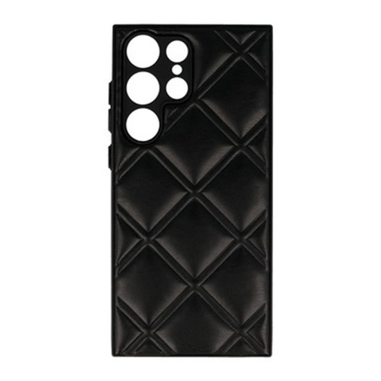 Capa Silicone Samsung Galaxy S23 Ultra Preto Leather Almofadada Com Protetor De Câmera D3