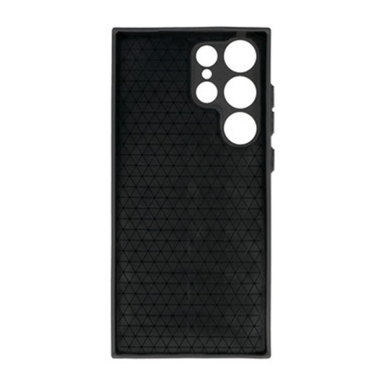 Funda De Silicona Samsung Galaxy S23 Ultra Negra Leather Acolchada Con Protector De Cámara D3