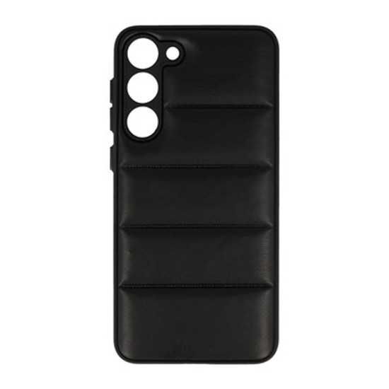 Samsung Galaxy S23 Black Leather Cushioned Silicone Case With Camera Protector D2