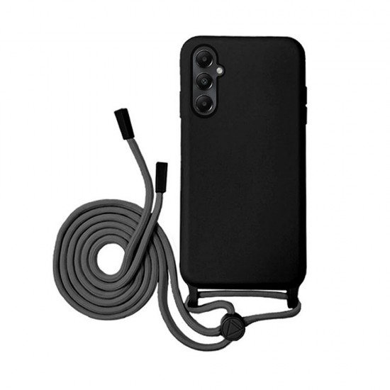 Capa Silicone Samsung Galaxy A15 Preto Com Corda