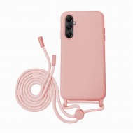 Samsung Galaxy A15 Pink Silicone Case With String