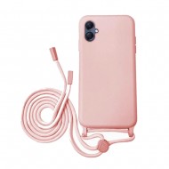 Samsung Galaxy A05 Pink Silicone Case With String