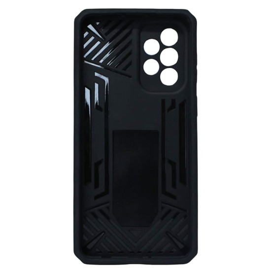 Capa Silicone Dura Anti-Choque Samsung Galaxy A33 5g Preto Com Protetor De Câmera E Kickstand