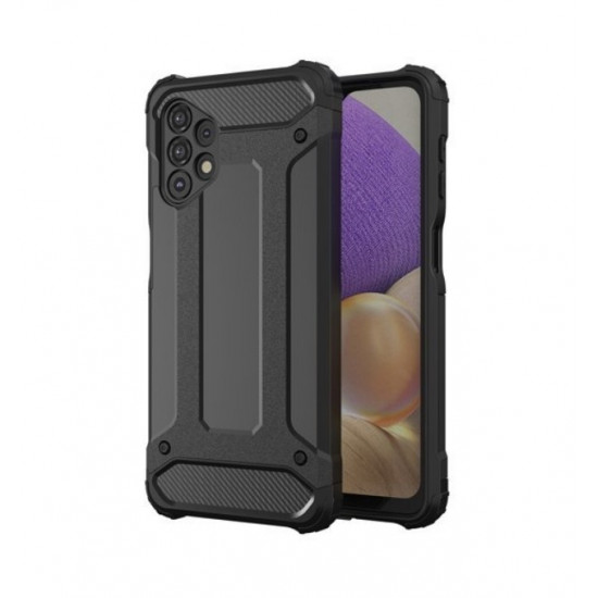 Funda De Silicona Antigolpes Armor Carbon Samsung Galaxy A32 4G Negro Con Protector De Cámara