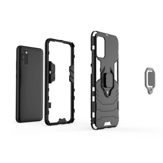 Capa Silicone Anti-Choque Armor Carbon Samsung Galaxy A02s Preto Ring Armor