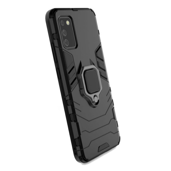 Samsung Galaxy A02s Black Anti-shock Armor Carbon Ring Armor Silicone Case