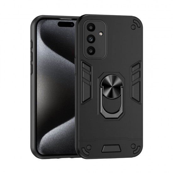 Capa Silicone Anti-Choque Armor Carbon Samsung Galaxy A15 Preto Ring Armor Com Protetor De Câmera