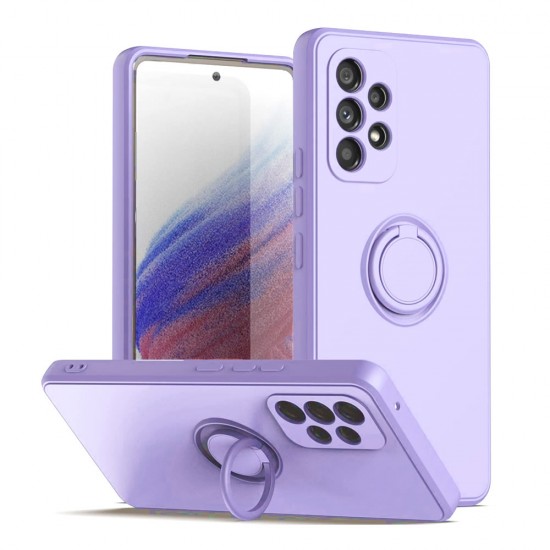 Funda De Silicona Samsung Galaxy A53 5G Lila Con Protector De Cámara Y Soporte De Anilla