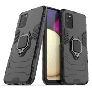 Samsung Galaxy A03s Black With Finger Ring Armor Silicone Case