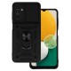 Funda De Silicona Con Anillo Para El Dedo Samsung Galaxy A13 5G/A136 Negro Con Protector De Cámara Y Ventana Deslizante