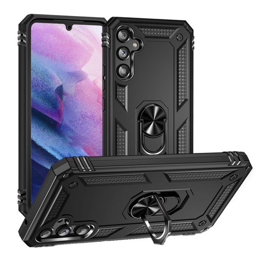 Funda De Silicona TPU Antigolpes Con Anillo Para El Dedo Samsung Galaxy A54 5G Negro