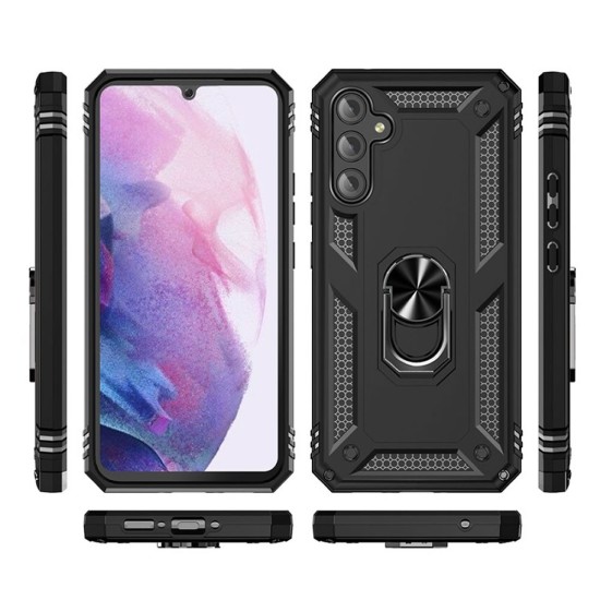 Funda De Silicona TPU Antigolpes Con Anillo Para El Dedo Samsung Galaxy A54 5G Negro