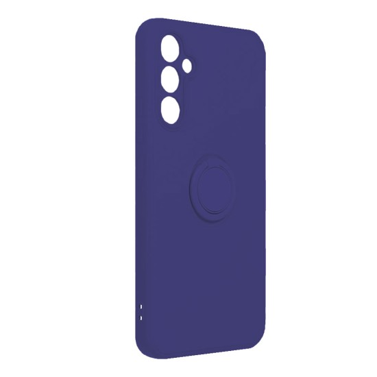 Capa Silicone Com Anel De Dedo Samsung Galaxy A34 5g Azul Escuro Com Protetor De Câmera