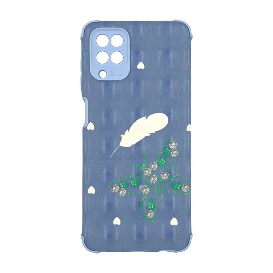 Capa Silicone Gel Bumper Samsung Galaxy A12 5g Azul Com Protetor De Câmera Holográfico