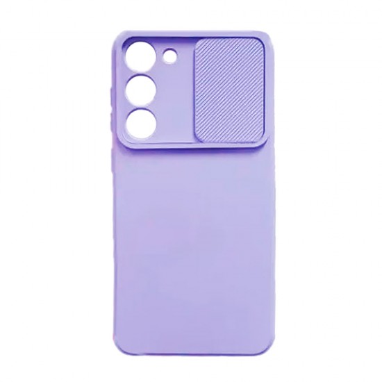 Funda De Gel De Silicona Samsung Galaxy S23 Lila Con Protector De Cámara Y Ventana Deslizante