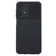 Funda De Gel De Silicona Samsung Galaxy A23 4G/5G Negra Con Protector De Cámara Y Ventana Deslizante