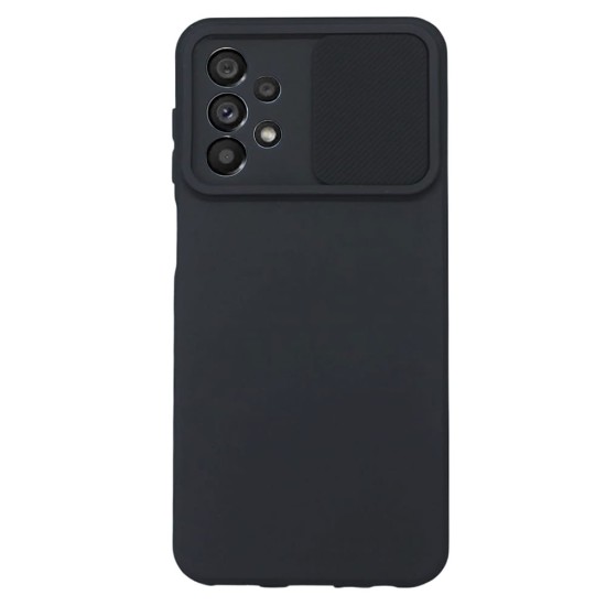 Funda De Gel De Silicona Samsung Galaxy A23 4G/5G Negra Con Protector De Cámara Y Ventana Deslizante