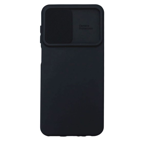 Capa Silicone Gel Samsung Galaxy A23 4g/5g Preto Com Protetor De Câmera E Janela Deslizante