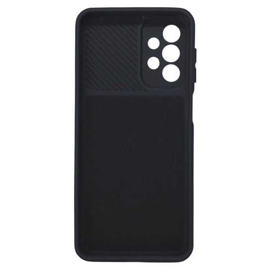 Capa Silicone Gel Samsung Galaxy A23 4g/5g Preto Com Protetor De Câmera E Janela Deslizante