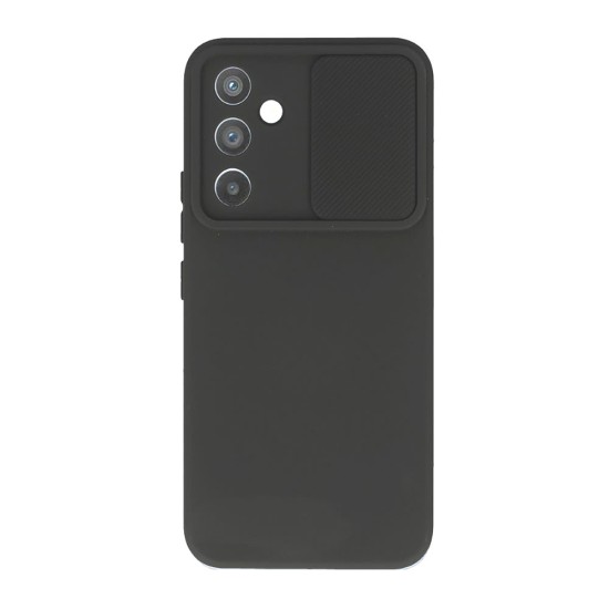 Capa Silicone Gel Samsung Galaxy A34 5g Preto Com Protetor De Câmera E Janela Deslizante